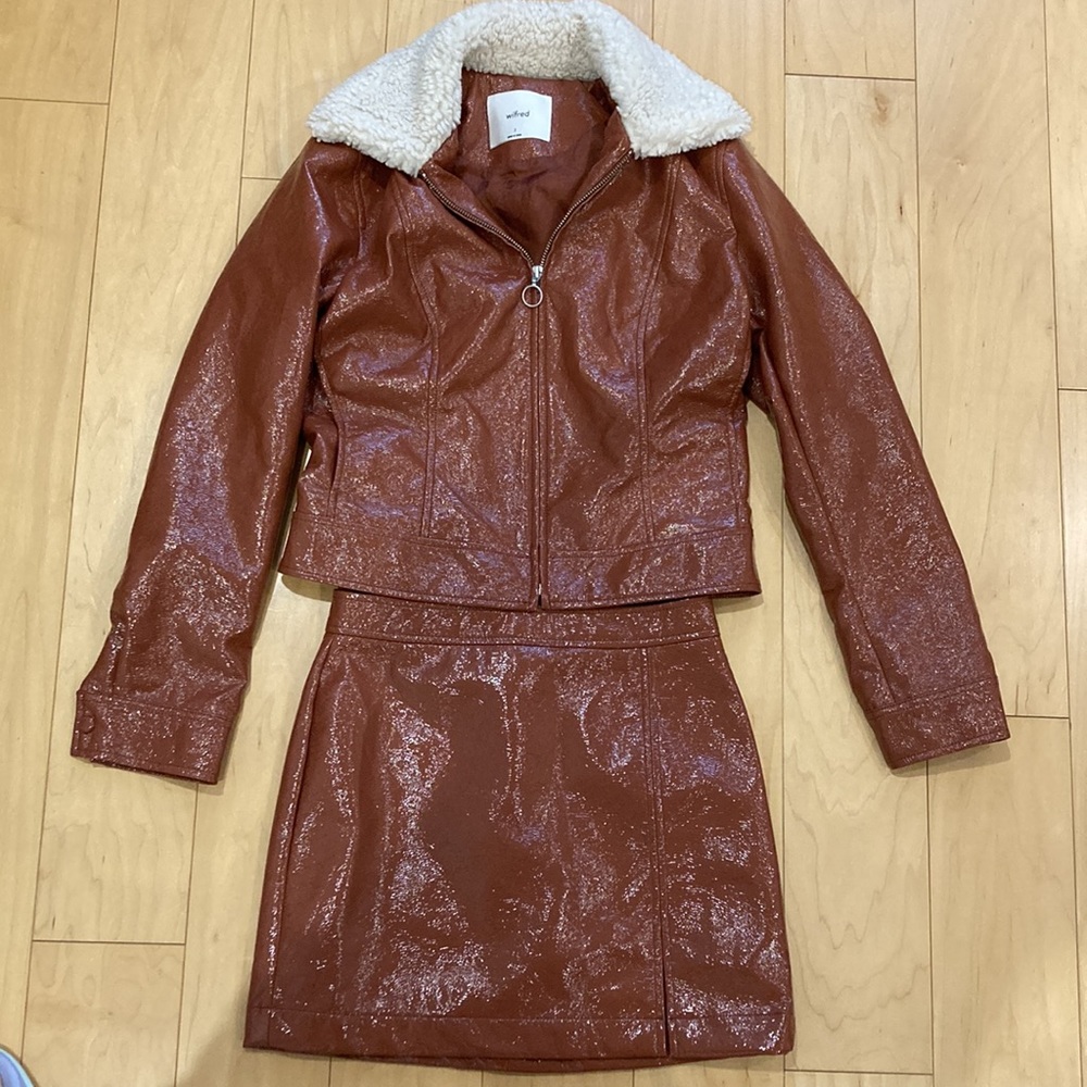 Aritzia leather suit. Blazer and skirt